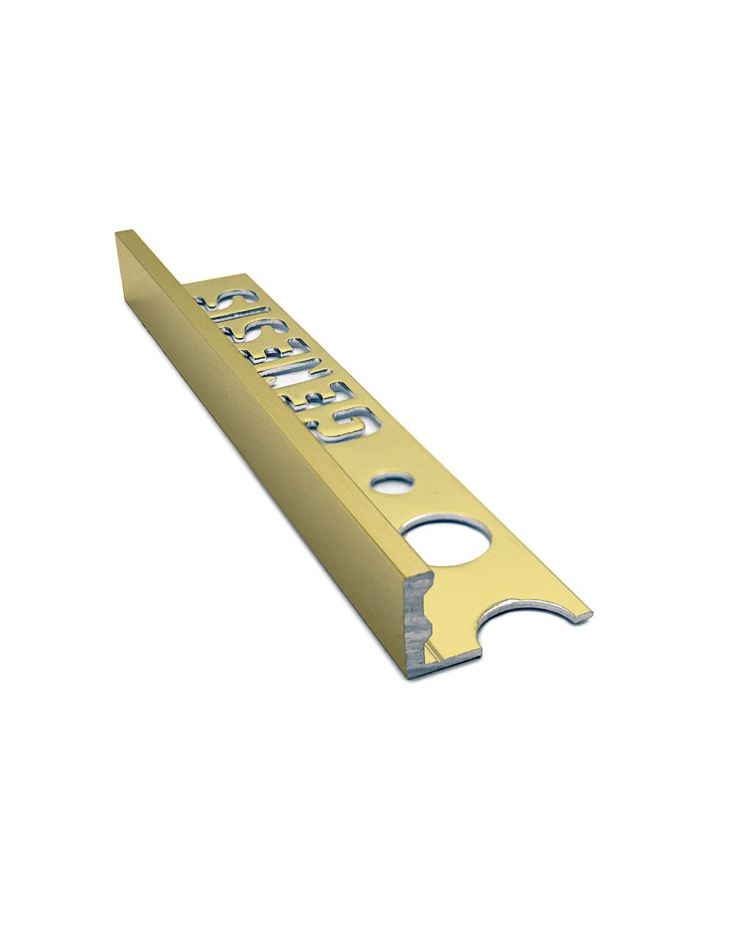 Aluminium Straight Edge Tile Trim - Bright Brass