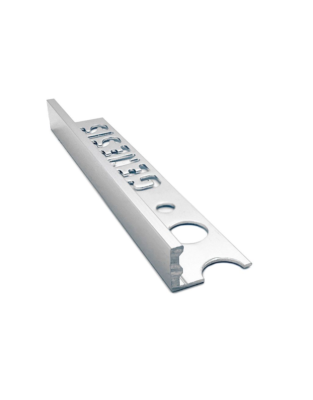 Aluminium Straight Edge Tile Trim - Bright Silver