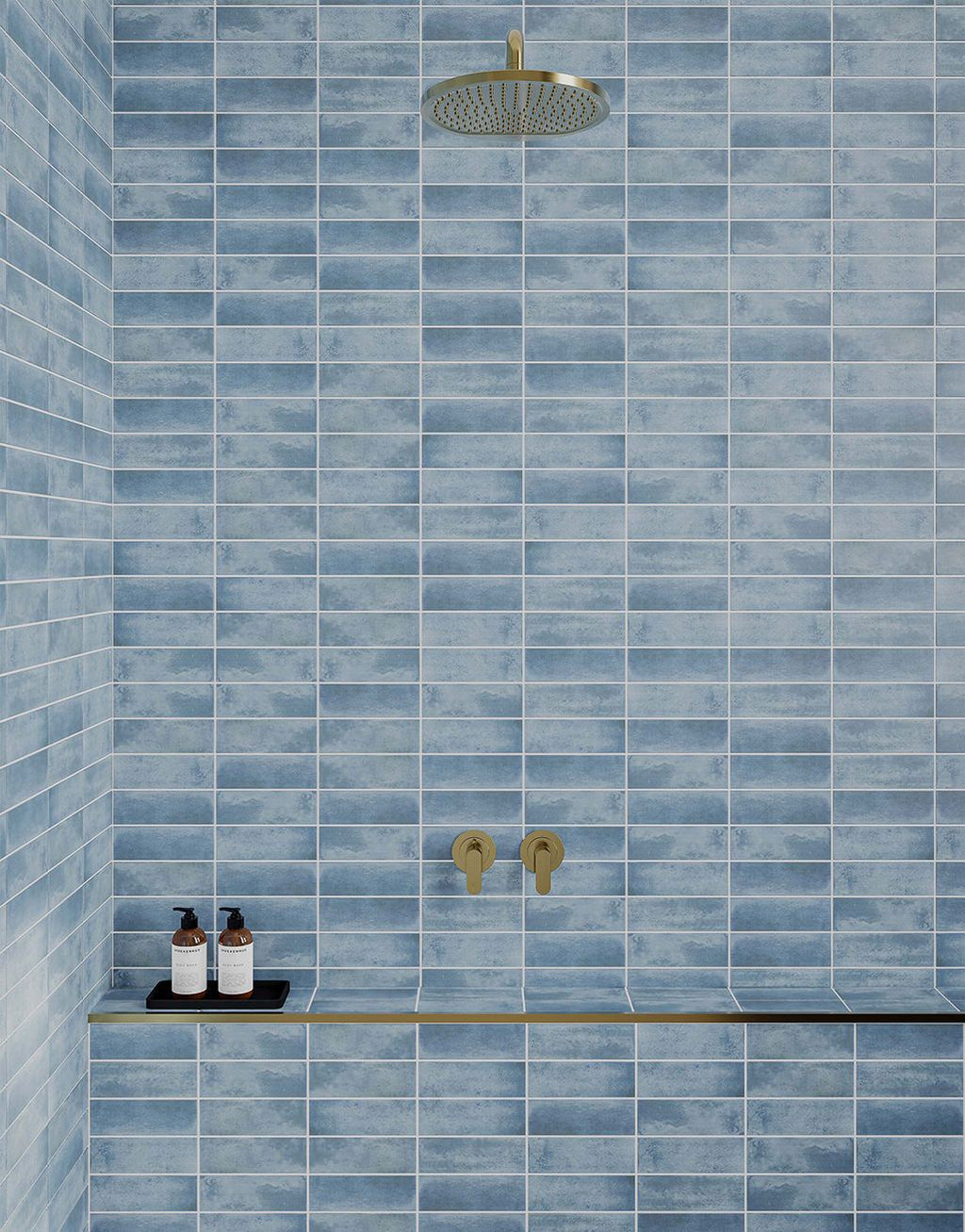 Islay Glazed Blue Subway Tile - 5cm x 15cm