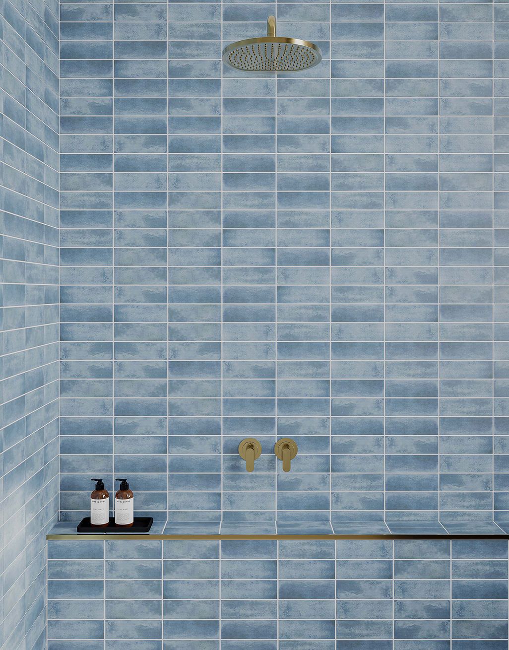 Islay Glazed Blue Subway Tile - 5cm x 15cm