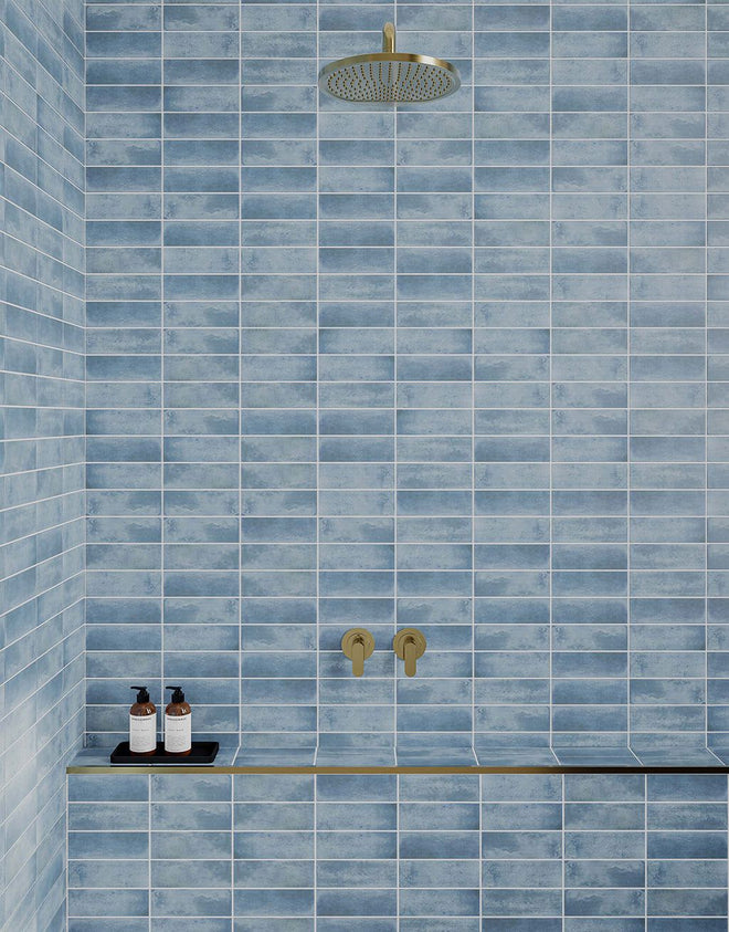 Islay Glazed Blue Subway Tile - 5cm x 15cm