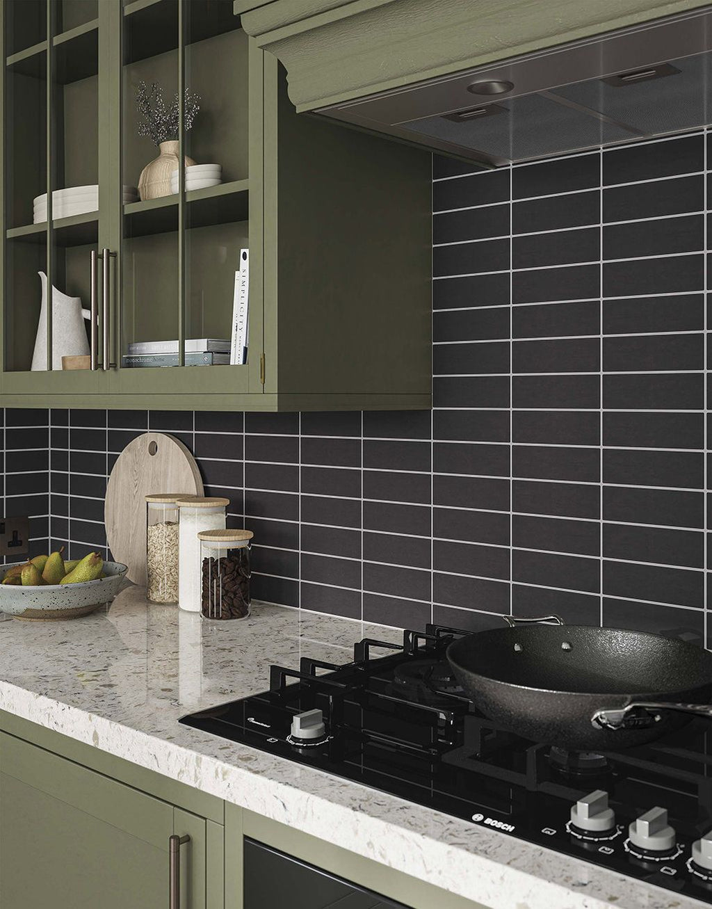 Corin Black Subway Tile - 5cm x 15cm