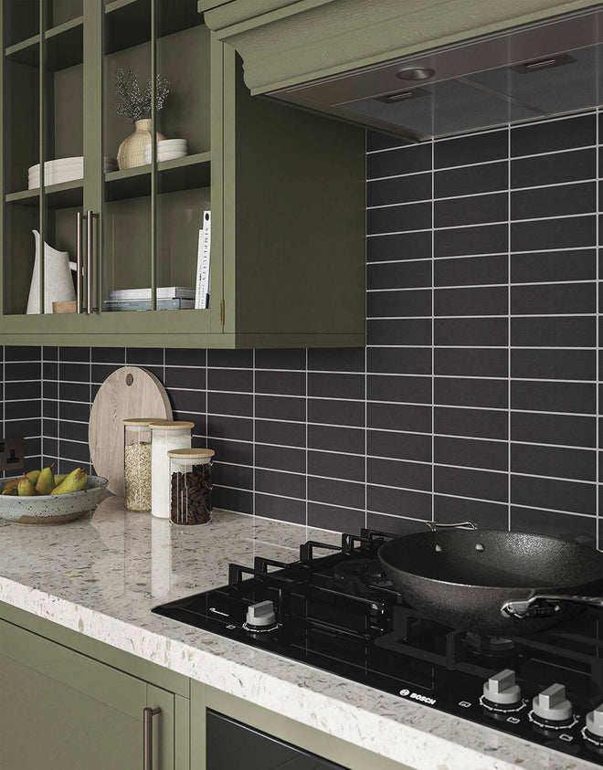 Corin Black Subway Tile - 5cm x 15cm