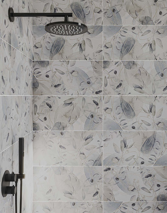 Flora Grey Patterned - 30cm x 60cm