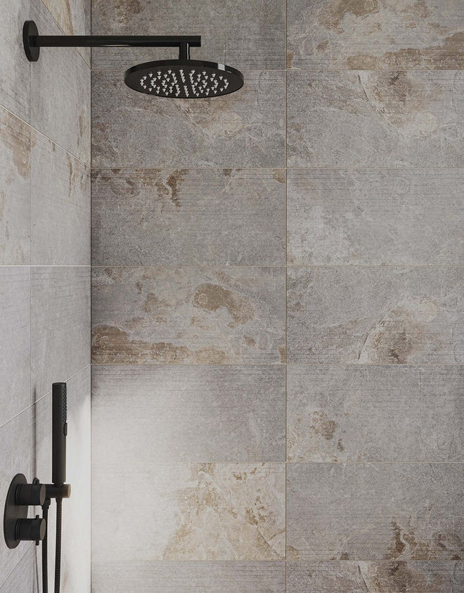 Liora Ribbed Grey Mix Slate - 30cm x 60cm