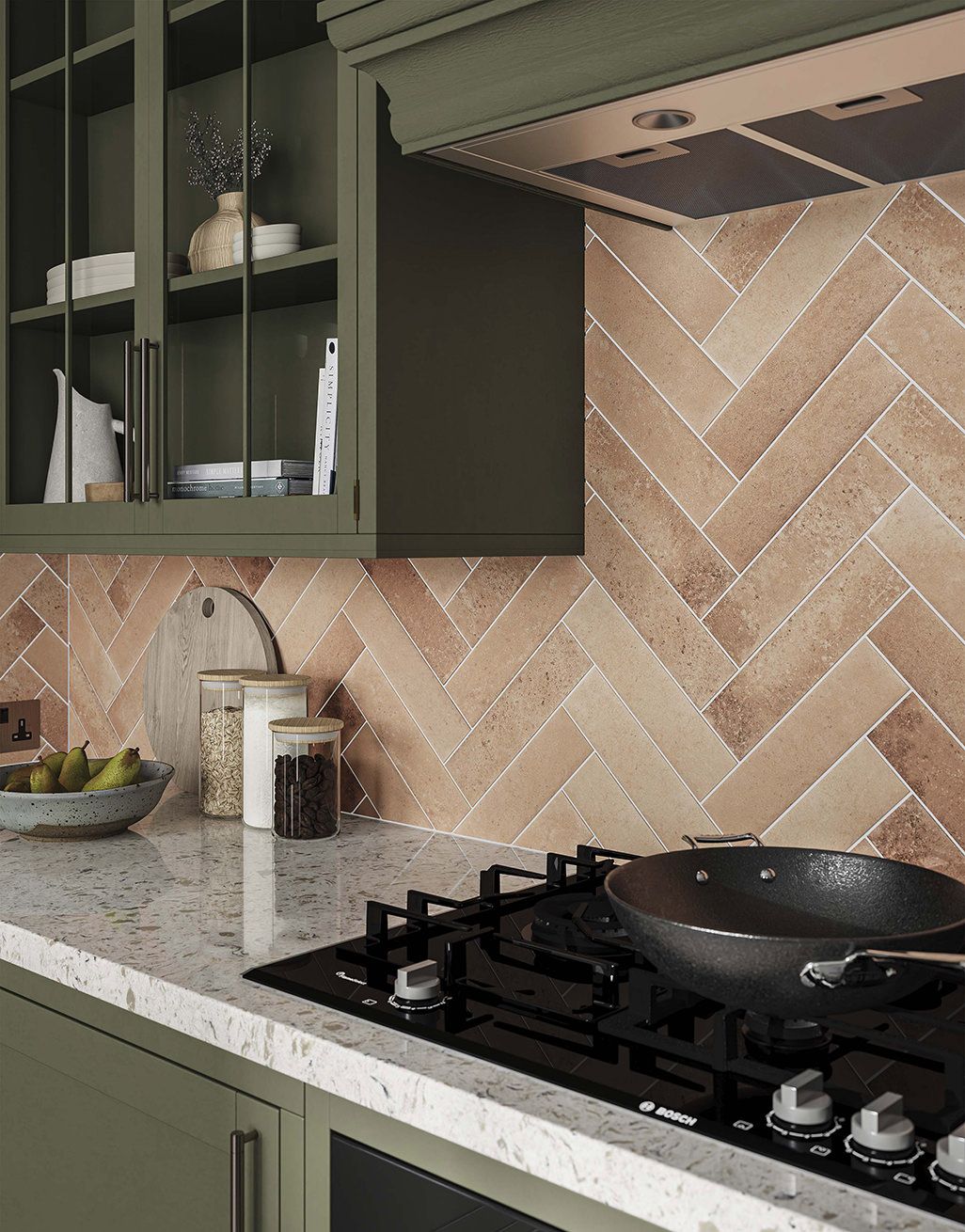 Ruelle Terracotta Herringbone - 7cm x 28cm