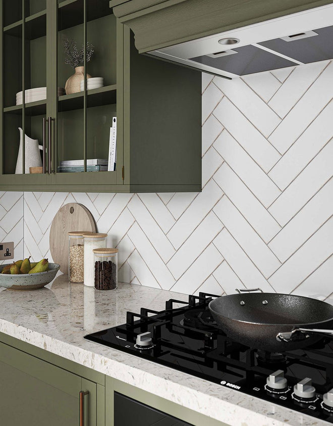 Luma Distressed White Subway Tile - 7.3cm x 30cm