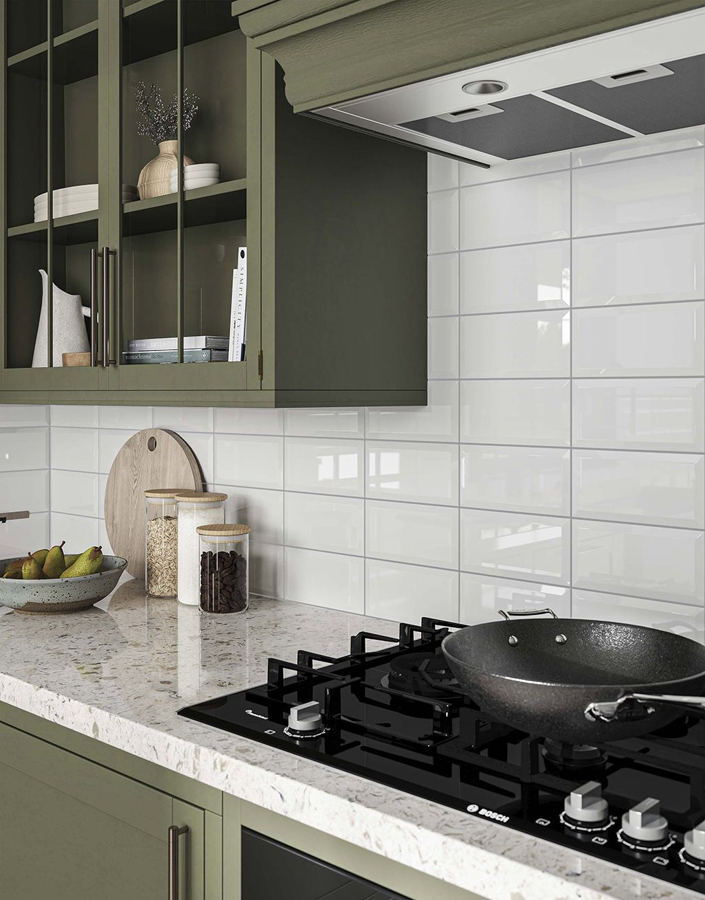 Milena White Beveled Subway - 10cm x 20cm