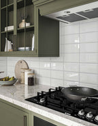 Milena White Beveled Subway - 10cm x 20cm