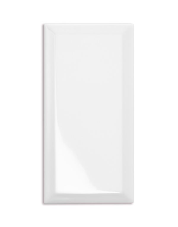 milena white beveled subway 10cm x 20cm
