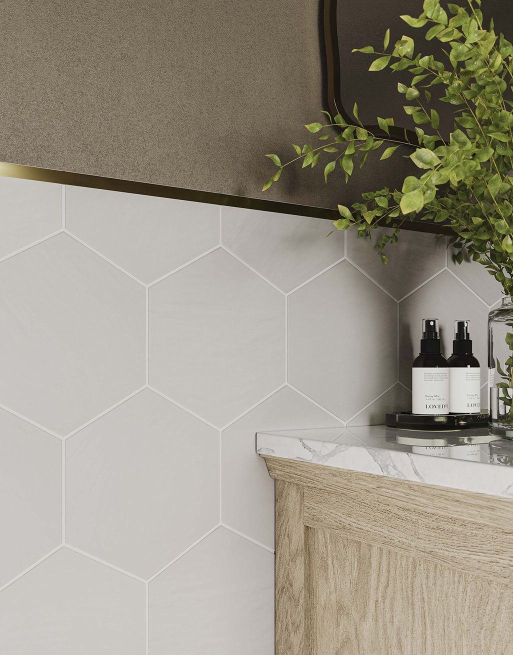 Orla Pearl White Hex - 19.8cm x 22.8cm