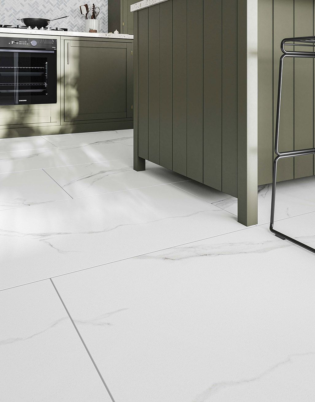 Elowen Matte White Marble - 60cm x 120cm