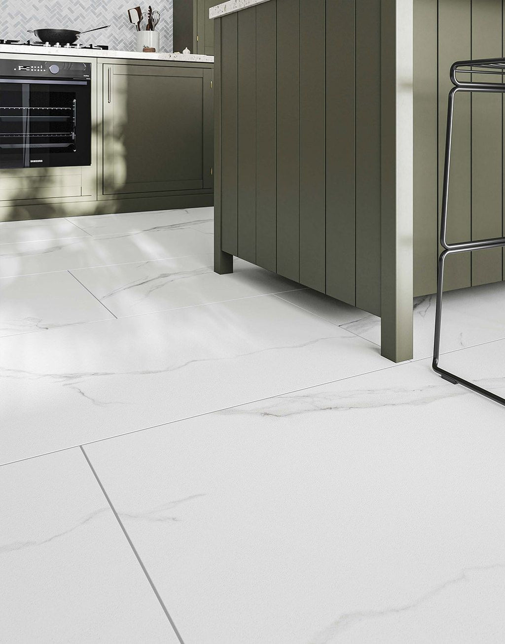 Elowen Matte White Marble - 60cm x 120cm
