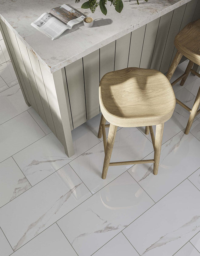 Elowen White Marble - 30cm x 60cm