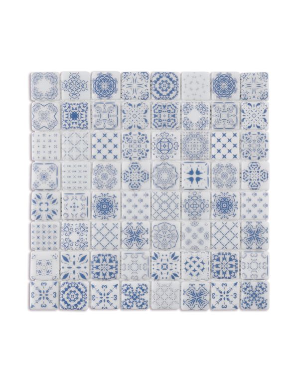 aven blue patterned square mosaic 32 5cm x 32 5cm