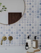 aven blue patterned square mosaic 32 5cm x 32 5cm