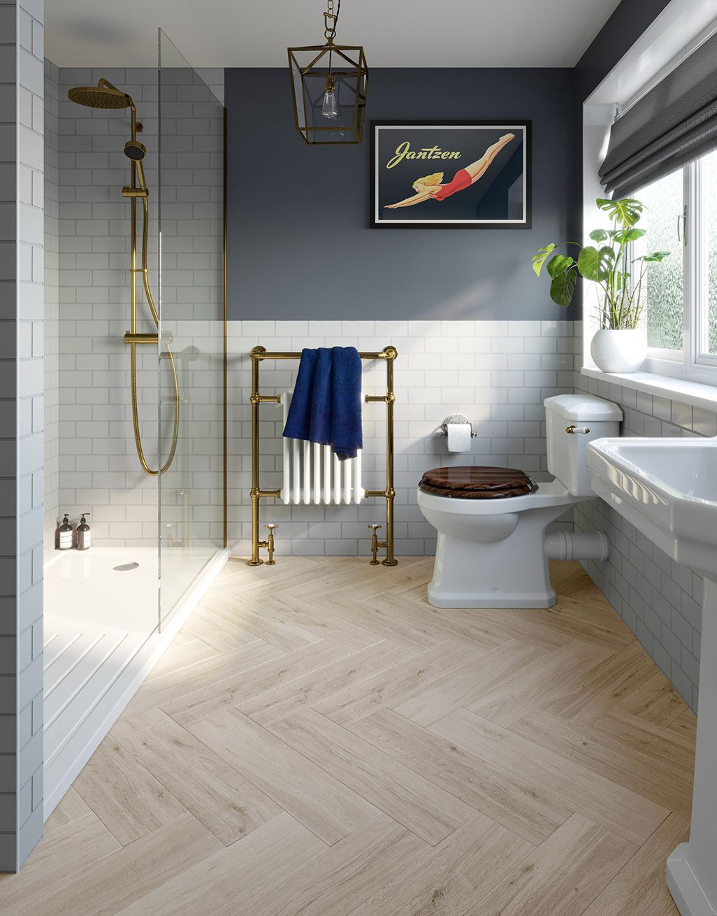 Augustus - Dove Oak Herringbone - 15cm x 60cm