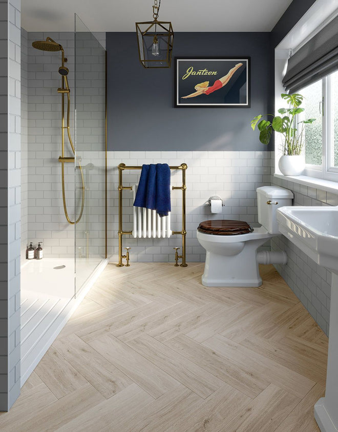 Augustus - Dove Oak Herringbone - 15cm x 60cm