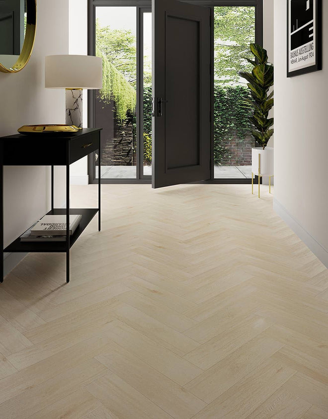Augustus - Frosted Oak Herringbone - 15cm x 60cm