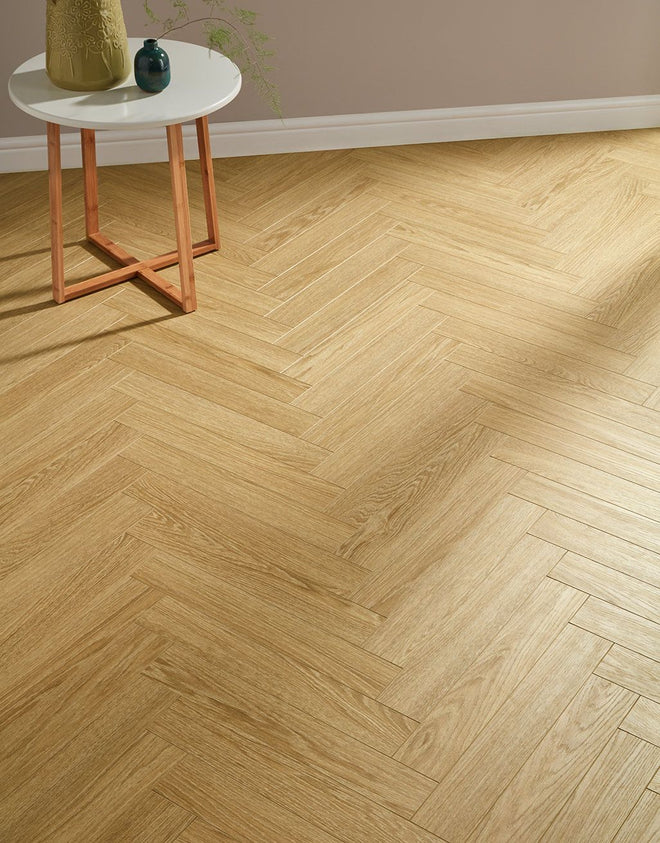 Vintage Chateau Herringbone - Light Almond Oak Laminate Flooring