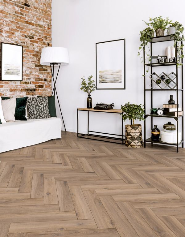 herringbone rustic oak