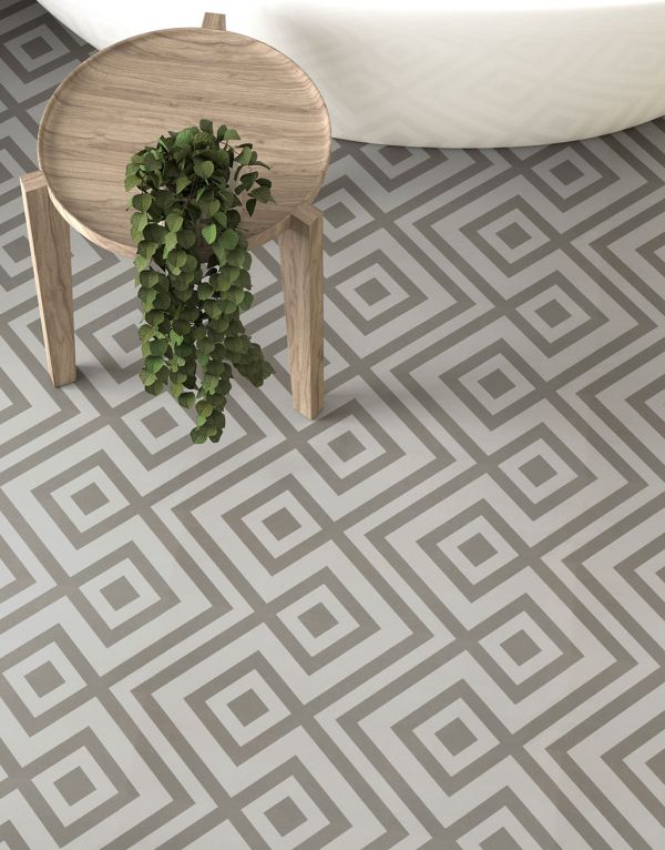 evocore premium patterned tile diamond grey