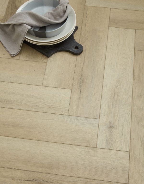 evocore premium herringbone light vanilla oak