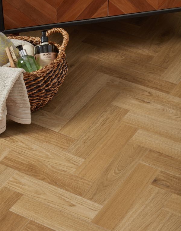 evocore classic herringbone golden harvest oak