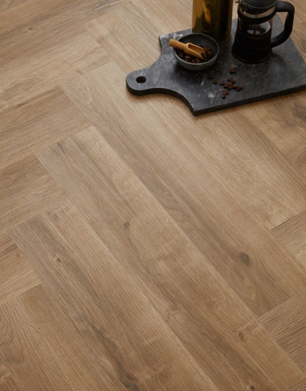 evocore essentials herringbone light toffee oak