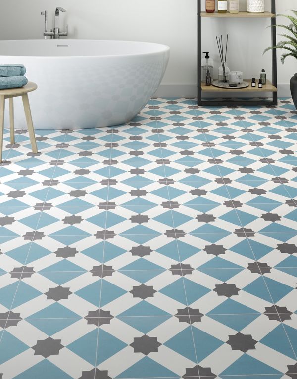 evocore premium patterned tile azure diamond