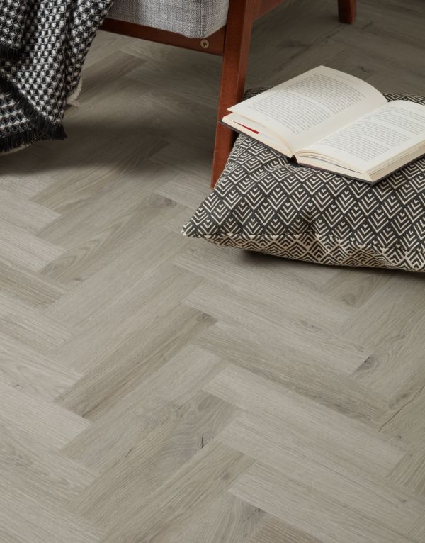 evocore classic herringbone oxford light grey oak