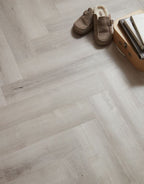 evocore essentials herringbone cloudy white oak