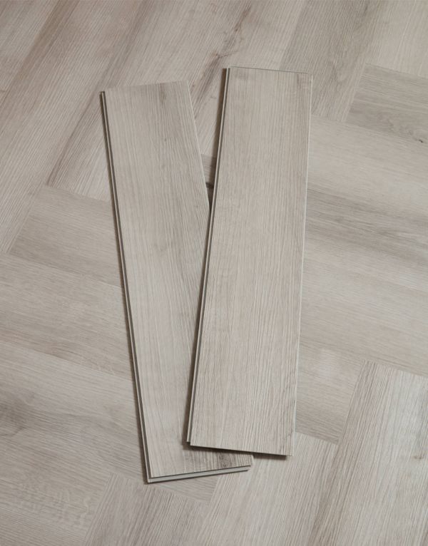 evocore essentials herringbone cloudy white oak