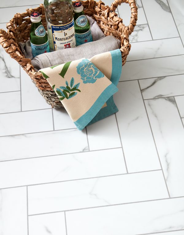 signature herringbone glacial marble