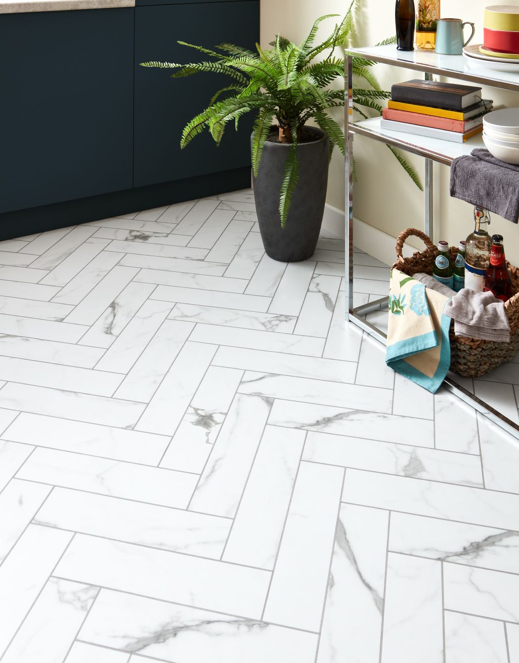 Signature Herringbone - Glacial Marble