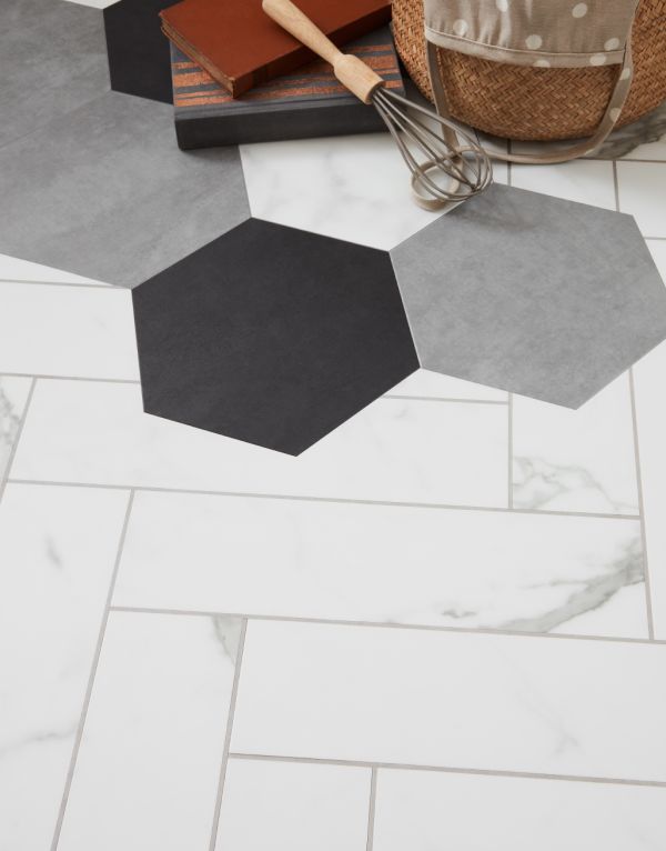 signature herringbone glacial marble