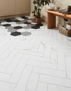 signature herringbone glacial marble