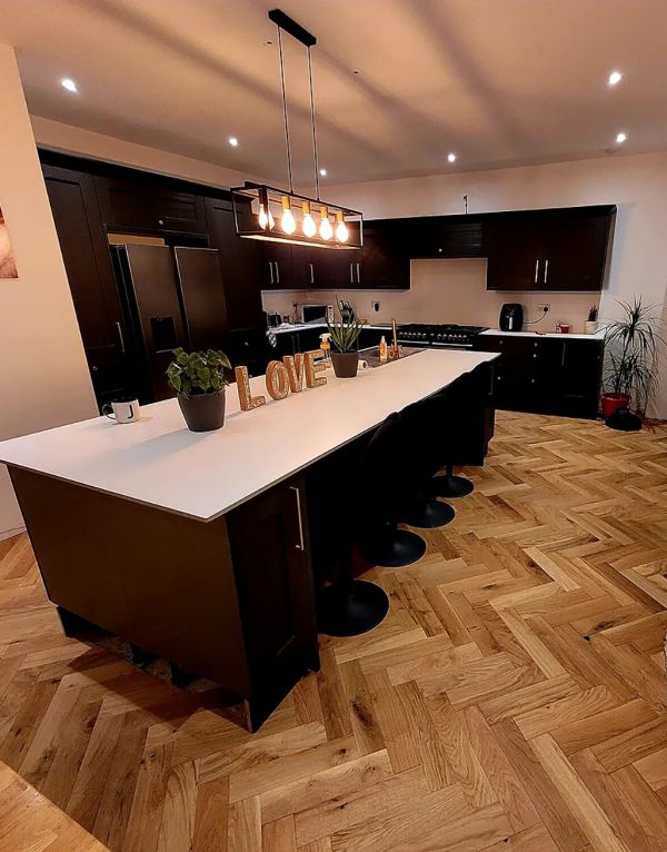 natural country herringbone oak brushed lacquered engineered wood flooring