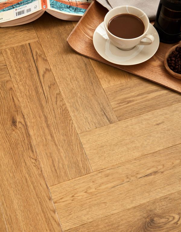 signature herringbone natural honey oak