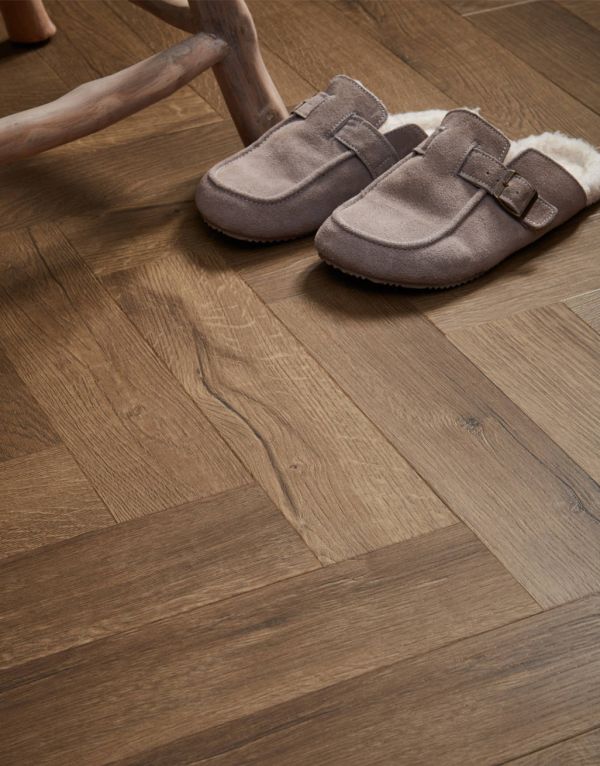 signature herringbone rich toffee oak