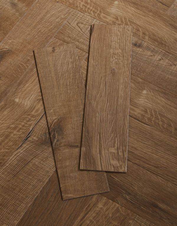 signature herringbone rich toffee oak