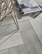 evocore premium herringbone shoreline grey oak