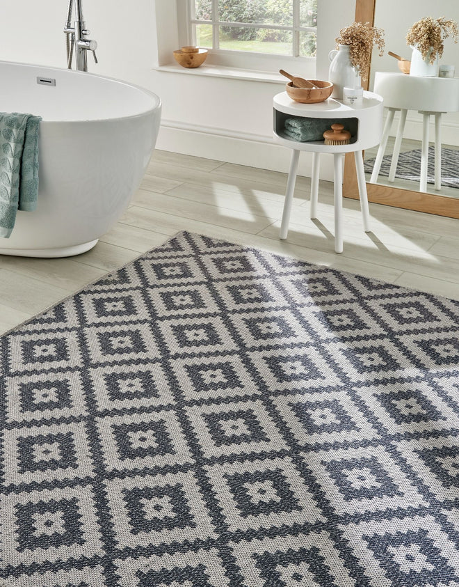 Slate Grey Aztec Rug