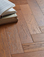 ashbury herringbone honeycomb smoked oak brushed lacquered engineered wood flooring