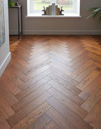 Ashbury Herringbone Honeycomb Smoked Oak Brushed & Lacquered Engineered Wood Flooring
