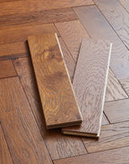 ashbury herringbone honeycomb smoked oak brushed lacquered engineered wood flooring