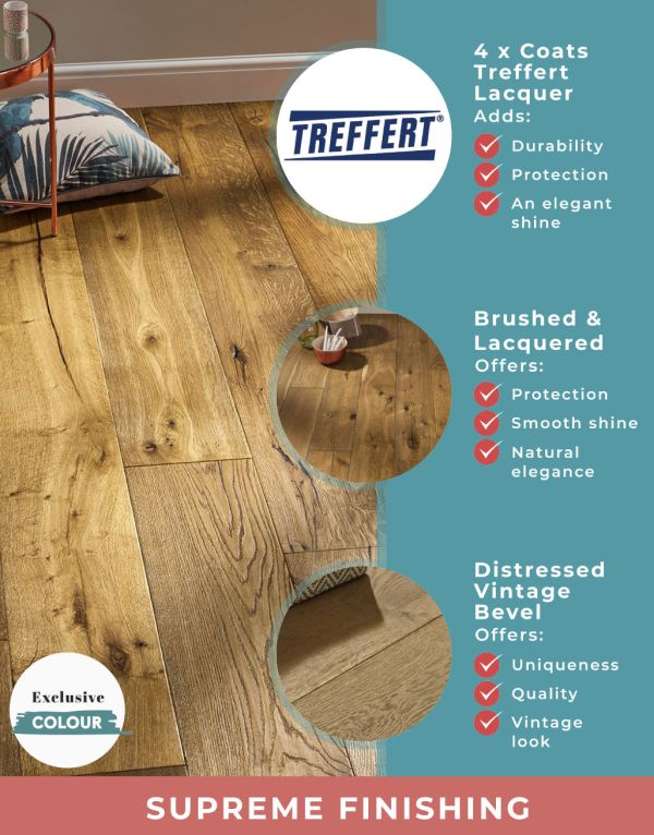 kingswood oak distressed brushed lacquered engineered wood flooring