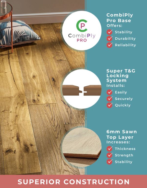 kingswood oak distressed brushed lacquered engineered wood flooring
