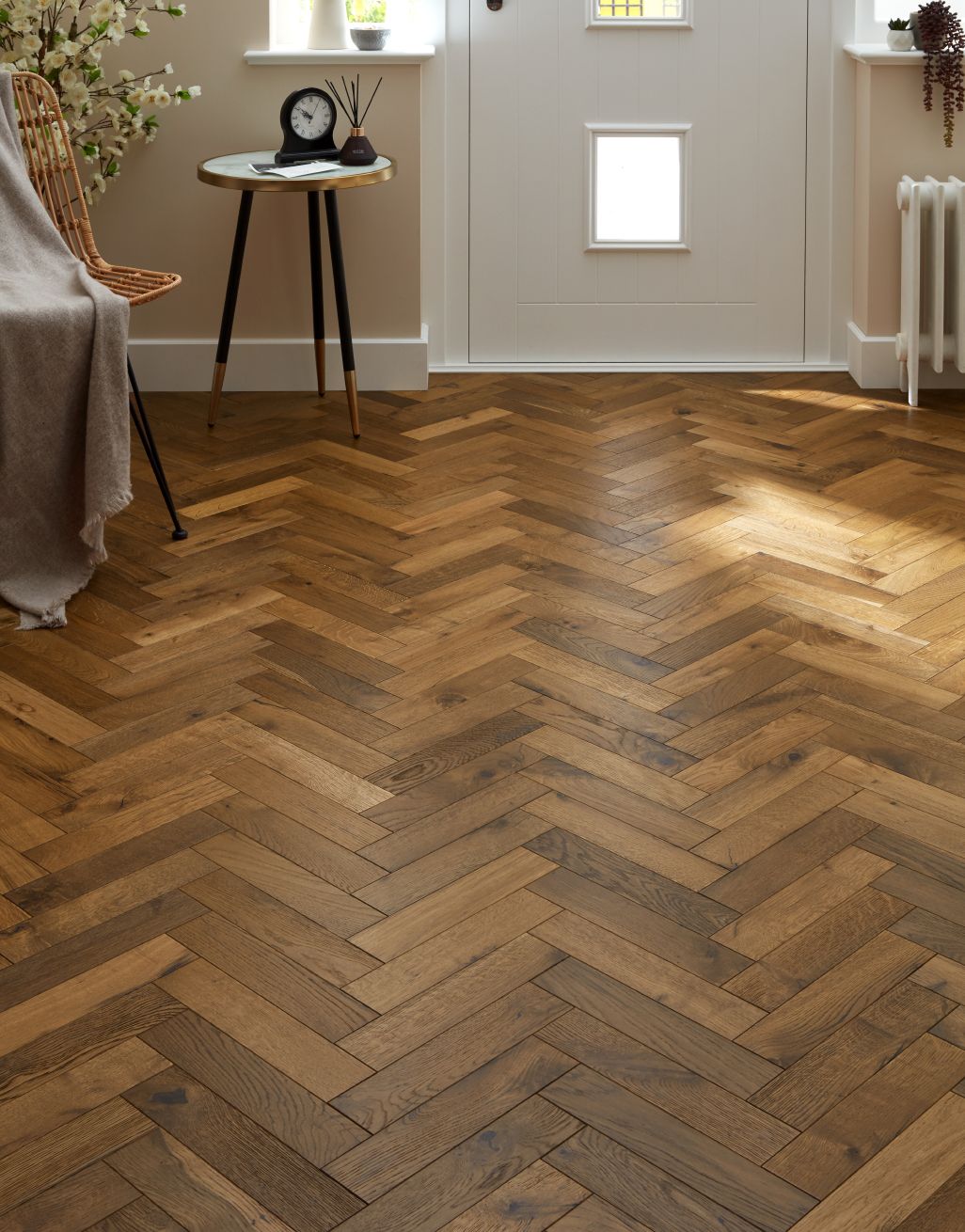 Artisan Herringbone Crafted Golden Oak Brushed & Lacquered Engineered Wood Flooring