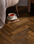 artisan herringbone hot chocolate oak brushed lacquered engineered wood flooring 1